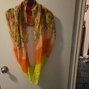 Vibrant Paisley Infinity Scarf in Orange and Green